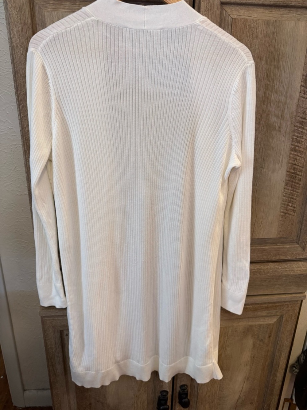 LOFT white Open-Front Ribbed Cardigan - Picture 2 of 2